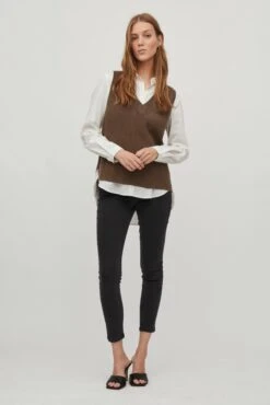 Vila Trui Viril Knit Rib V-neck S/l Vest - No 14067804 Crocodile Dames Maat - XS -ONLY Winkel 802x1200 10