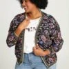 Paprika Korte, Gebloemde Bomberjack Met Lurex