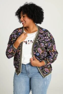Paprika Korte, Gebloemde Bomberjack Met Lurex