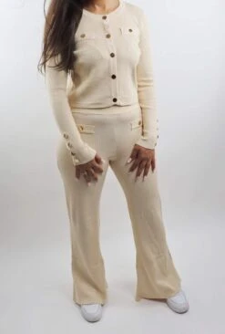 Merkloos Dames Set Kleding| Vrouwen Pak | Beige| SET MET TRUI EN BROEK | 2 DELIG Set