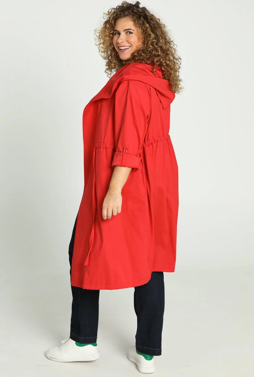 Paprika Lange, Lichte Trenchcoat Met Kap En Knopen 7 Paprika Lange, Lichte Trenchcoat Met Kap En Knopen - Afbeelding 5