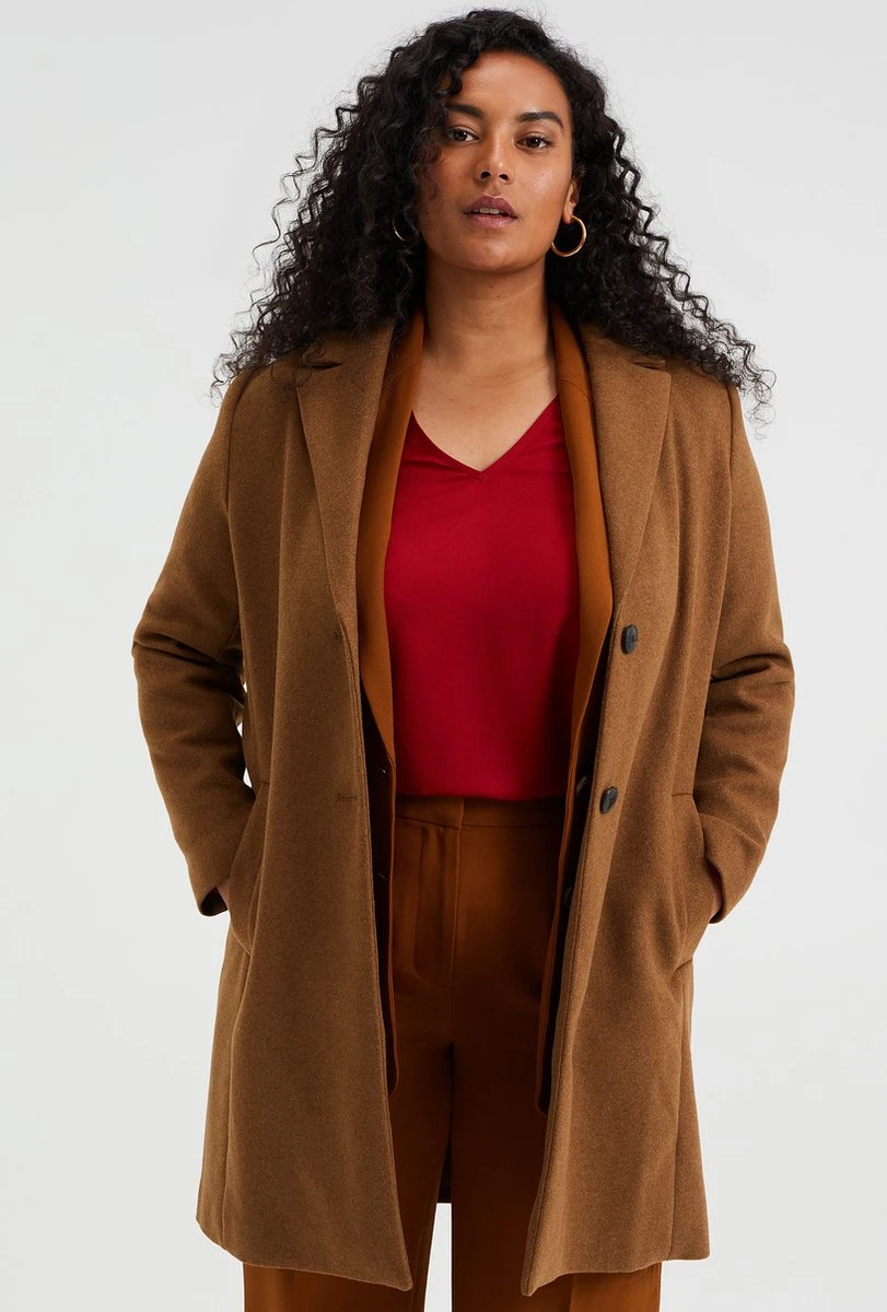 WE Fashion Dames Wolmix Jas - Curve 4 WE Fashion Dames Wolmix Jas - Curve - Afbeelding 2