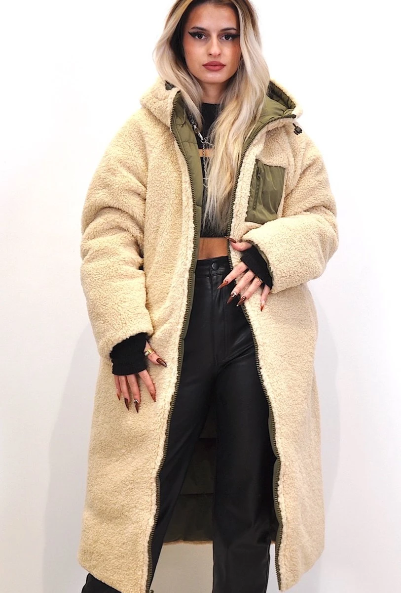 Merkloos Puffer - Winterjas - Reversible - Teddy - Lange Jas - Dubbelzijdig 4 Merkloos Puffer - Winterjas - Reversible - Teddy - Lange Jas - Dubbelzijdig - Afbeelding 2