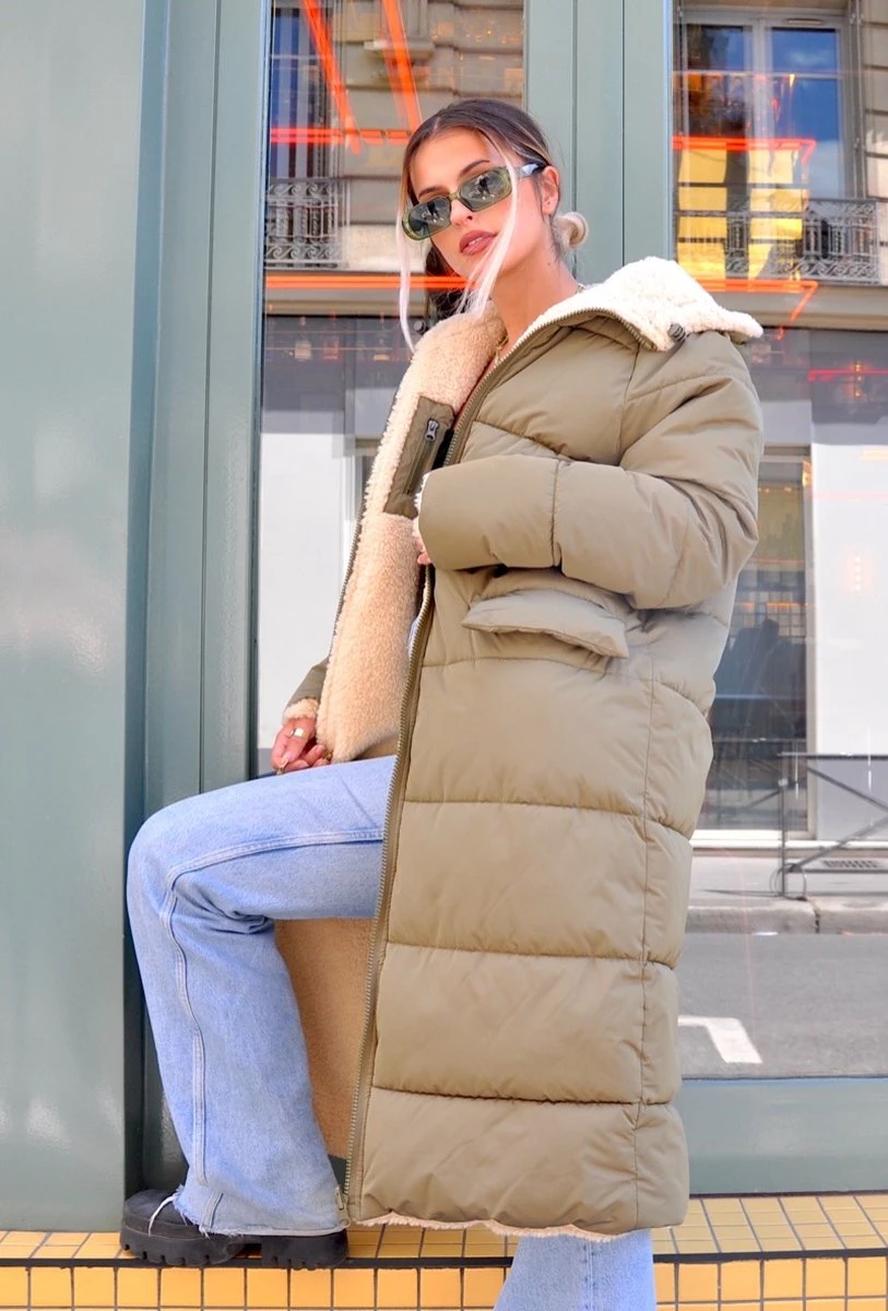 Merkloos Puffer - Winterjas - Reversible - Teddy - Lange Jas - Dubbelzijdig 5 Merkloos Puffer - Winterjas - Reversible - Teddy - Lange Jas - Dubbelzijdig - Afbeelding 3