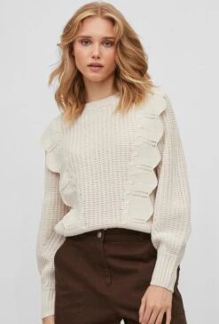 VILA VINORILA NEW L/S FLOUNCE KNIT TOP Dames Trui - Maat L -ONLY Winkel 814x1200 5