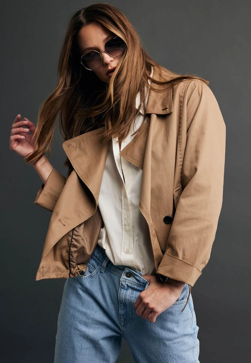 Mexx Short Trenchcoat Dames - Donker Zand - Maat M 6 Mexx Short Trenchcoat Dames - Donker Zand - Maat M - Afbeelding 4