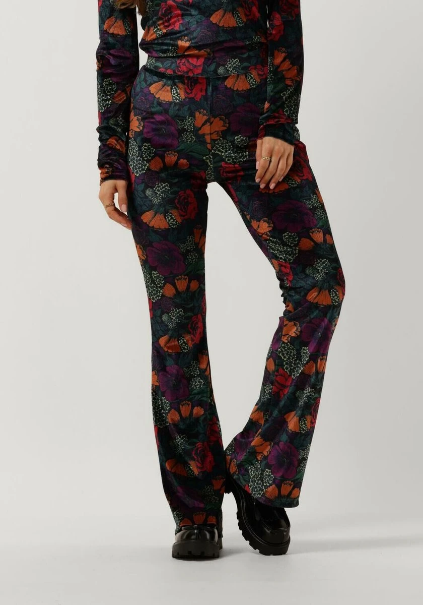 Colourful Rebel Jolie Big Flower Velvet Flare Pants - S 8 Colourful Rebel Jolie Big Flower Velvet Flare Pants - S - Afbeelding 6