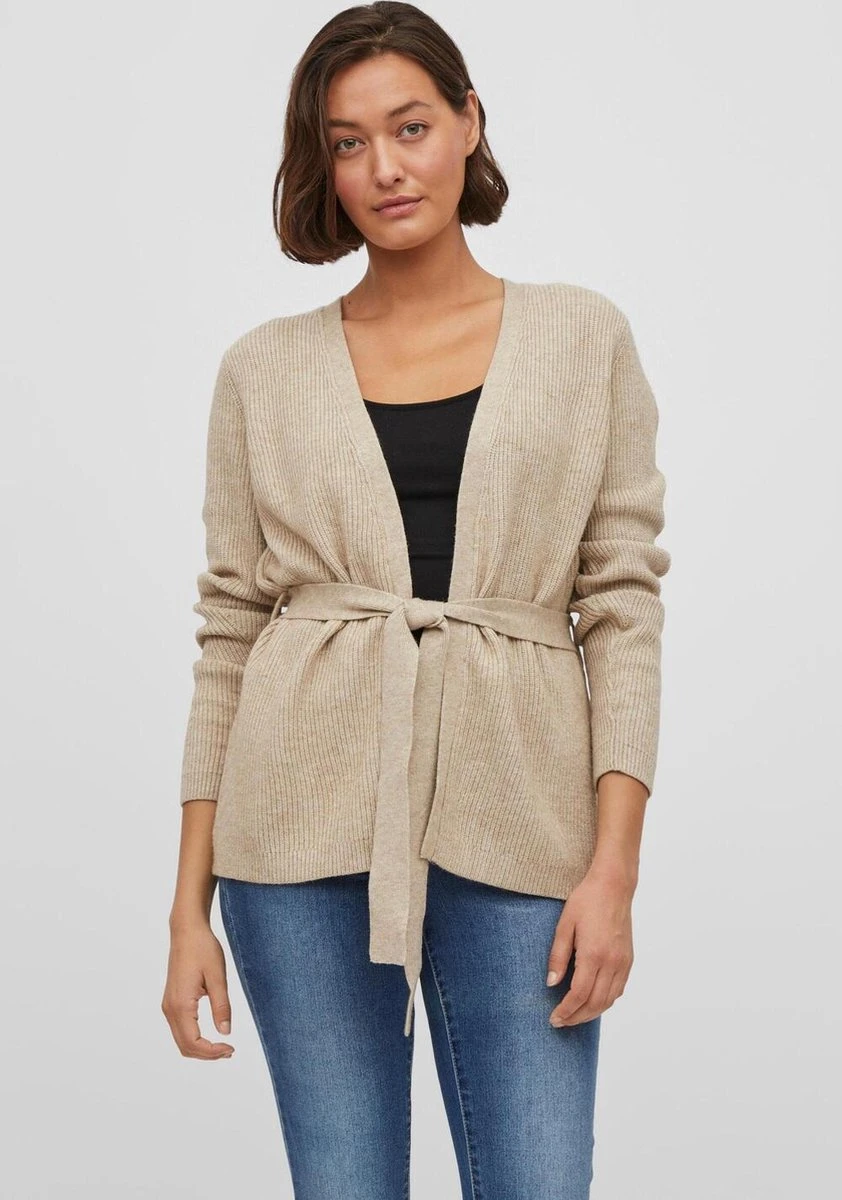 Vila Vest Viril L/s Belt Knit Cardigan 14075866 Natural Melange Dames Maat - M 5 Vila Vest Viril L/s Belt Knit Cardigan 14075866 Natural Melange Dames Maat - M - Afbeelding 3