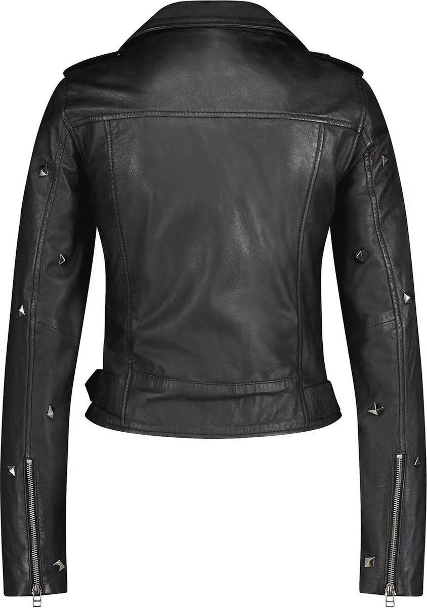 Goosecraft Jas Gc Marly Studs Biker 102321051 Sheep Velvet Waxy Black Dames Maat - XXL 4 Goosecraft Jas Gc Marly Studs Biker 102321051 Sheep Velvet Waxy Black Dames Maat - XXL - Afbeelding 2