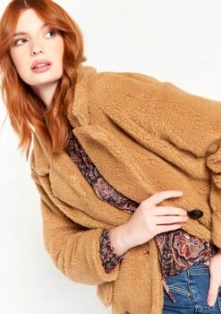 LOLALIZA Halflange Teddy Jas Met Kraag - Camel - Maat L 12 LOLALIZA Halflange Teddy Jas Met Kraag - Camel - Maat L -ONLY Winkel 846x1200 39