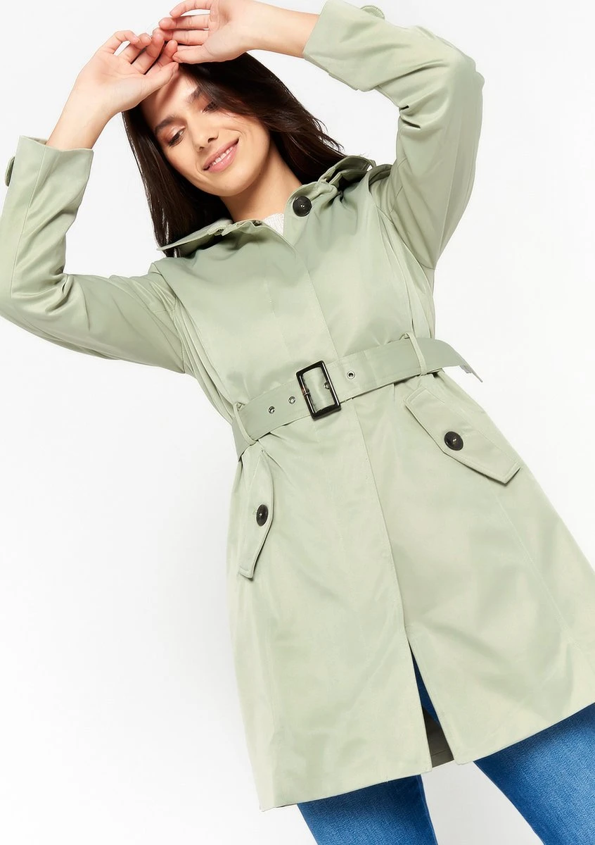 LOLALIZA Korte Trenchcoat - Khaki - Maat 44 3 LOLALIZA Korte Trenchcoat - Khaki - Maat 44