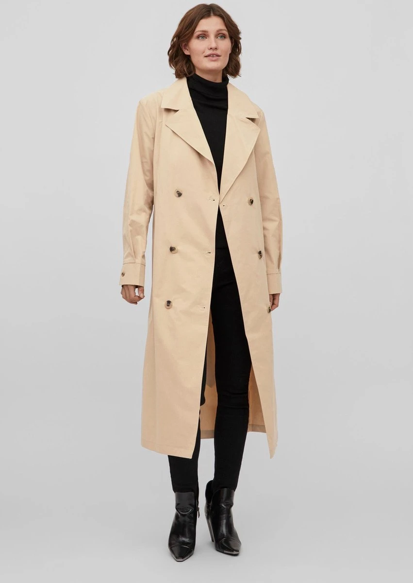 Vila VIMERSIN LONG TRENCHCOAT NOOS Dames Jas Sesame - Maat 38 5 Vila VIMERSIN LONG TRENCHCOAT NOOS Dames Jas Sesame - Maat 38 - Afbeelding 3