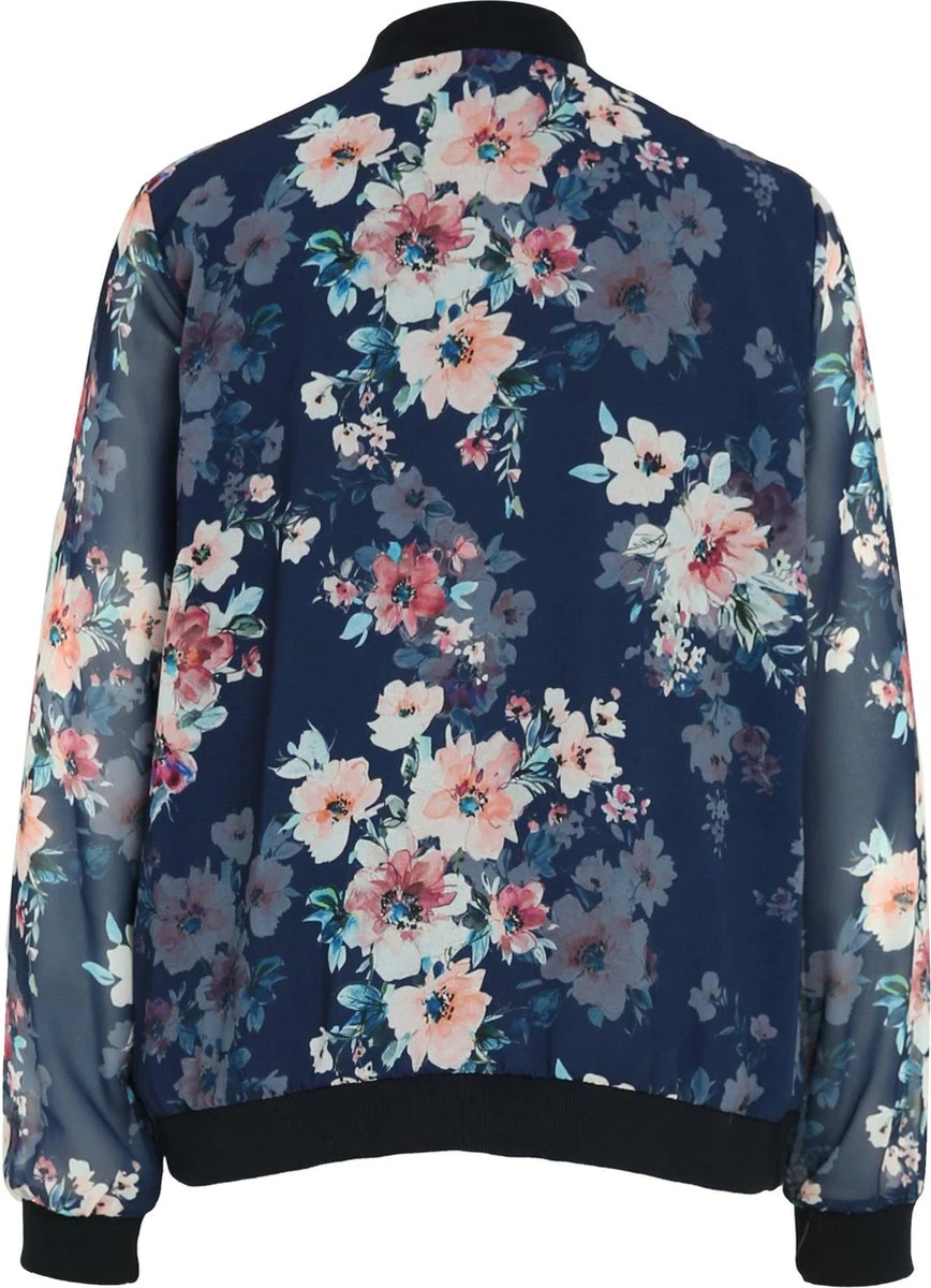 Cassis Korte, Open Bomberjack In Voile Met Bloemenmotief 7 Cassis Korte, Open Bomberjack In Voile Met Bloemenmotief - Afbeelding 5