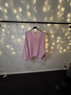 Ambika Oversized Trui Gebreide Trui Winter Knitted Sweater Knitted Shirt Licht Roze