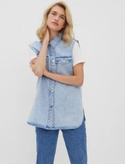 Vero Moda VMPHILINA OVERSIZE DENIM VEST Dames Gilet Light Blue Denim - Maat S -ONLY Winkel 920x1200 9