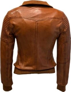 Merkloos Leren Bomber Dames Jas Cognac-Roma - 40 -ONLY Winkel 935x1200 12