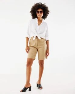 Mexx Bermuda With Roll-up Dames - Donker Zand - Maat L -ONLY Winkel 960x1200 31