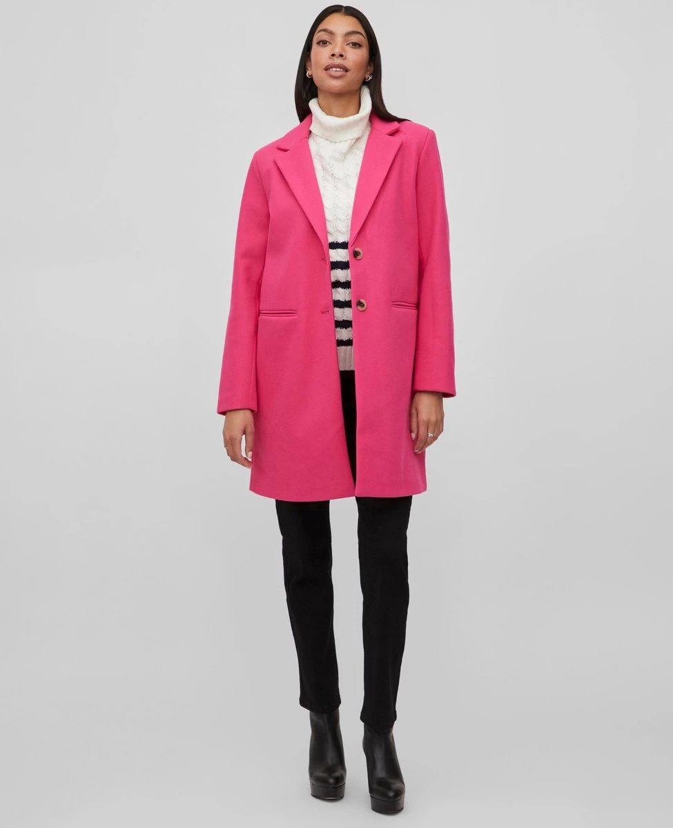Vila VIPOKO L/S COAT Dames Jas Pink Yarrow - Maat 40 5 Vila VIPOKO L/S COAT Dames Jas Pink Yarrow - Maat 40 - Afbeelding 3