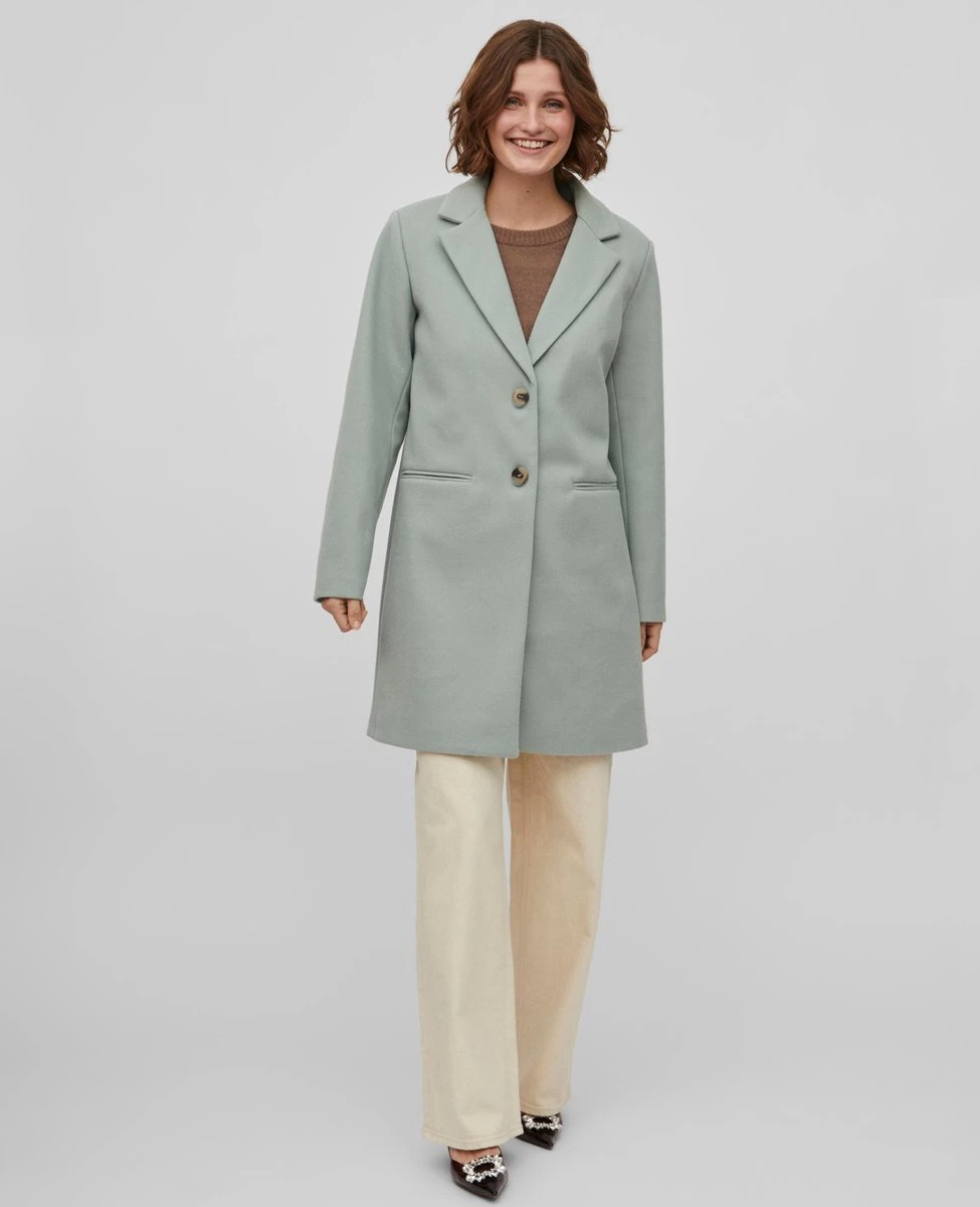 Vila VIPOKO L/S COAT Dames Jas Green Milieu - Maat 38 5 Vila VIPOKO L/S COAT Dames Jas Green Milieu - Maat 38 - Afbeelding 3